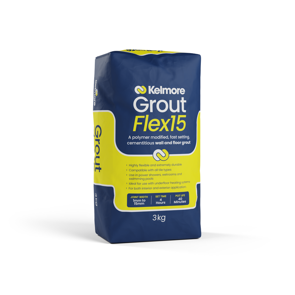 Kelmore Grout Flex15 Flexible Wall & Floor Tile Grout 3kg