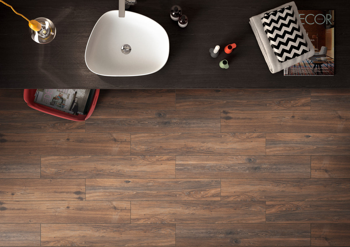 VitrA Aspenwood Cherry Wood Effect Porcelain Tile 20×120cm