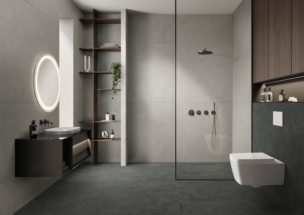 VitrA Newcon White Concrete Effect Porcelain Tile 30×60cm & 60×60cm