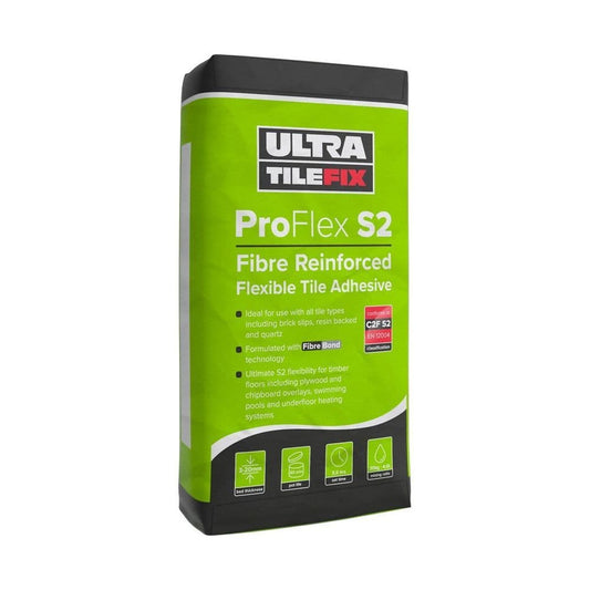 UltraTile ProFlex S2 Grey Rapid Set Fibre-Reinforced Tile Adhesive 20kg