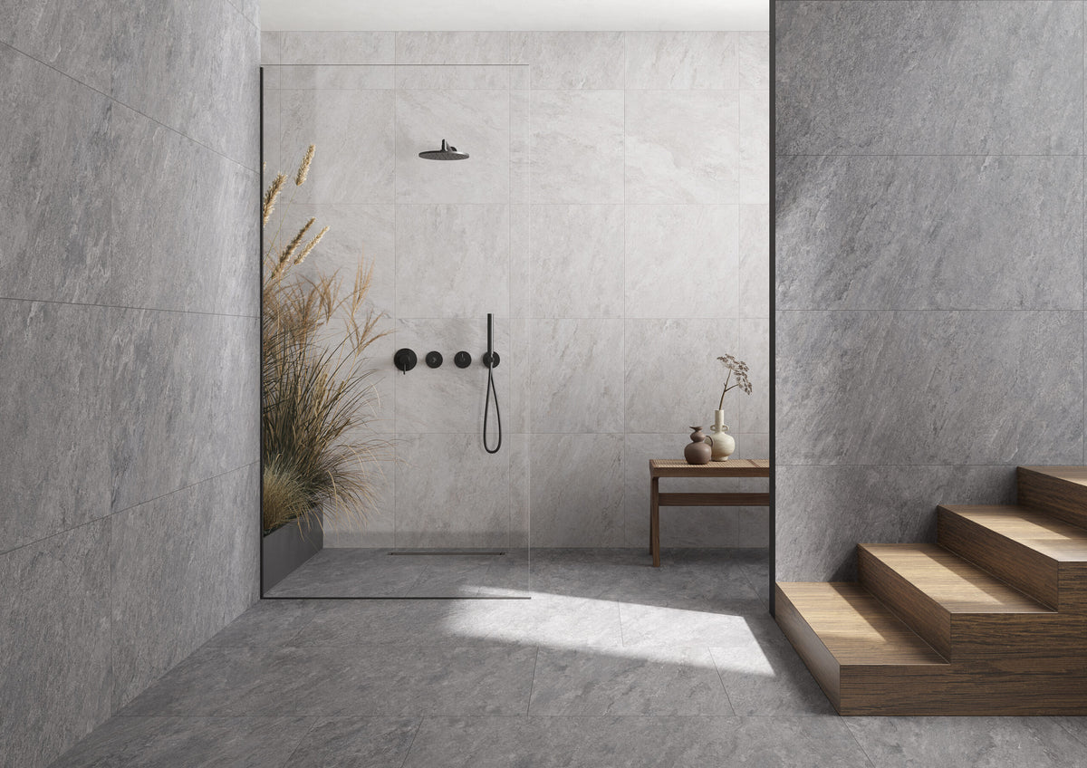 VitrA Quarstone Grey Stone Effect Porcelain Tile 30×60cm & 60×60cm